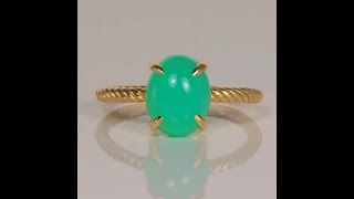 14K Yellow Gold Oval Cabachon Chrysoprase Ring 2.47 Carats