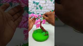 How To Make Cherry Blossom Tree🌸🙏Part-1 🦚 #krishna #viral #youtubeshorts #shorts #short #clay#craft