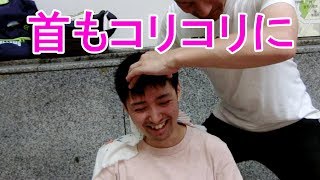 相変わらずの猫背でコリコリのお兄さん【Free Massage of  shoulder 】Japanese style massage.