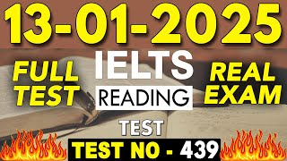 IELTS Reading Test 2025 with Answers | 13.01.2025 | Test No - 439