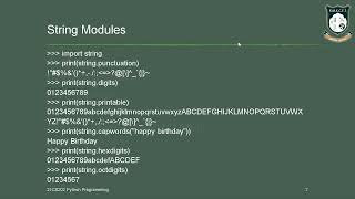 python Unit II String Modules