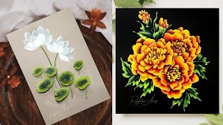 AWESOME PAINTINGS 😎 Check This Out Acrylic Painting For Beginners LOTUS & MARIGOLD