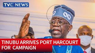 Moment Tinubu Arrives Port Harcourt  Airport for the APC Presidential campaign [Watch]