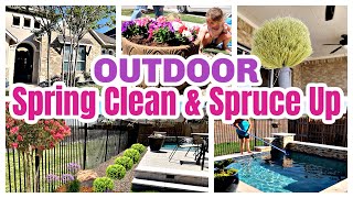 🌼NEW OUTDOOR SPRING CLEAN + SPRUCE UP |  OUTDOOR SPRING CLEANING | MOM TO MOMS