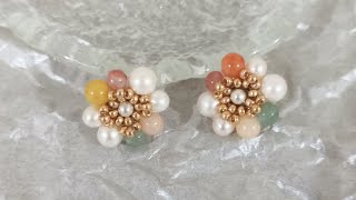 DIY Beaded Bubble Stud Earrings Tutorial  串珠教程 串珠耳釘 串珠耳环