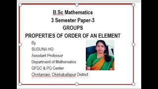 Properties of Order of an element of the Group