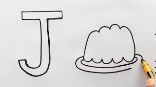 J for Jelly Drawing | Alphabet | ABCs | Step by Step Drawing