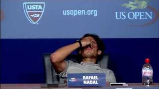 Rafael Nadal Cramps Up During Press Conference | US Open 2011