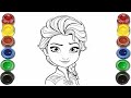 Beautiful Elsa Frozen Drawing for kids, Painting & Coloring for kids, Toddlers | Let's Draw Together