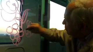 senior citizen tagging a train