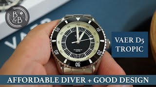 Well executed design \u0026 solid build quality - Vaer D5 Tropic Diver Review - B\u0026B