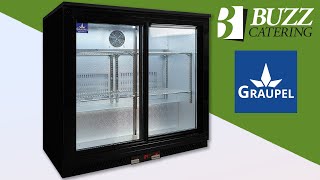 Graupel Low Back Bar Bottle Cooler Beer Fridge 2 Door 186 Litre Sliding