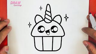 HOW TO DRAW A CUTE CUPCAKE ,STEP BY STEP, DRAW Cute things