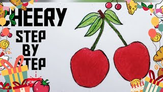 #Cherry_Drawing l How to draw Cherry l Cherry drawing step by step l Cherry colorful drawing for kid