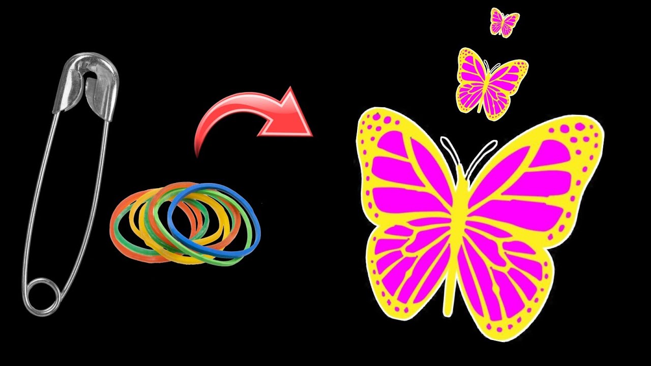 How To Make Flying Butterfly With Safety Pin, Rubber Band And Paper ...