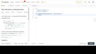 LeetCode 852. Peak Index in a Mountain Array JavaScript Solution: One Line