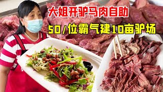 河北定州大姐国道边开驴马肉自助，50一位霸气建10亩驴场，敞开吃轻松回本！【好食勇哥】