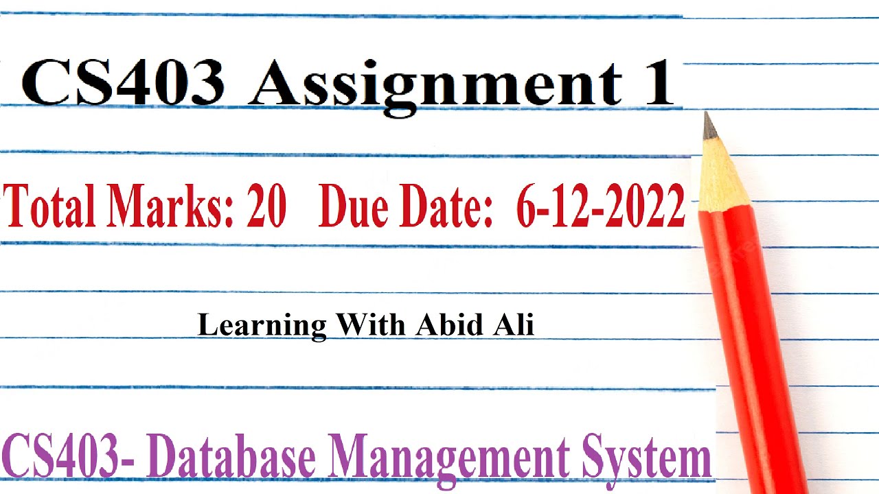 Cs403 Assignment 1 Cs403 Assignment 1 Solution Fall 2022 Cs403