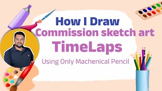 How I Draw Commission Sketch Art | A4 Size | Mechanical Pencil on Brustro 230 GSM | Timelaps