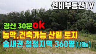 청도토지(113) 숲새권청정지역토지 선비부동산055-354-8757 청도군금천면토지 농막건축가능한산밑에토지 경산30분거리 면사무소인근 생활권편리한위치 청도땅매매