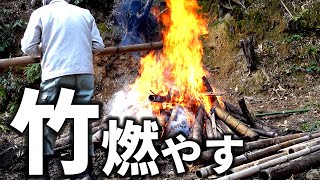 【竹の焼却】大量に積まれた竹を片付ける♯3【竹林整備】