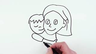 Turn word MOM into cartoon Mother's Day drawing Mom hugging her baby #MadeWithFilmora  #TimeWithMom