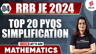 RRB JE 2024 Top 20 PYQs Simplification | RRB JE 2024 Maths By Gopika Mam