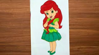How to Draw Ariel from The Little Mermaid | Disney Princess Drawing | Princess Ariel Drawing