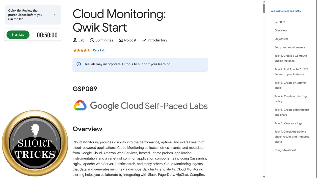 Cloud Monitoring Qwik Start Gsp089 Qwiklabs Arcade