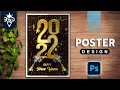 Happy New Year 2022 Golden Poster Design in | Photoshop 2021 Tutorial |