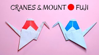 How to fold Mt. Fuji & a crane using of origami. Good luck, financial luck, amulet