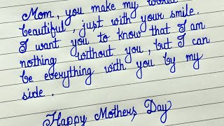 Mother's day 2022 || Message on happy mother's day in english || Beautiful cursive writing