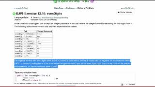 Java Practice It | Exercise:12.16: evenDigits | recursion recursive programming