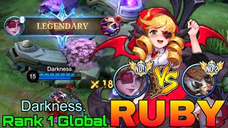 No.1 Ruby VS No.2 Akai! - Top 1 Global Ruby by Darkness. - Mobile Legends