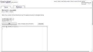 String-2 (countHi) Java Tutorial || Codingbat.com