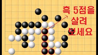 바둑 맥점 사활 - 세상에 이런 수가 있나요? 흑 5점을 살려보세요