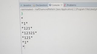 Half Diamond Pattern in java Eclipse