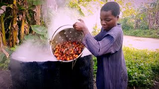 Raw, Unfiltered, inside Nigerian 🇳🇬Palm oil production process #1