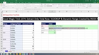 Excel Magic Trick 1374: Extract Only Total Row: VLOOKUP \u0026 Dynamic Range Created by INDEX Function