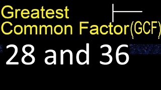 GCF 28 and 36 . greatest common factor . GCF(28 , 36) , How to Find GCF