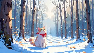 The forest is covered with snow 🌲❄️ Lofi cat music - winter lofi 🎵 Heal/ Chill/ Study