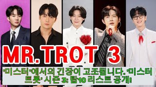 '미스터트롯' 시즌3: 결승에 진출하는 상위 10명의 참가자 명단도 유출됐습니다.