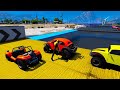 carros e motos com super herois vs tubarões sobre o mar e ragdoll spidermen gta v