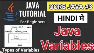 Core Java Tutorial in Hindi | Variable in Java in Hindi | Variable and Types in Java | Java Variable