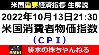 米国ＣＰＩ消費者物価指数　リアルタイム解説　１０月１３日（水）21：30　【緋水の株ちゃんねる】