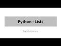 Python Lists || Lists in Python || Learn python || Python programming for beginners