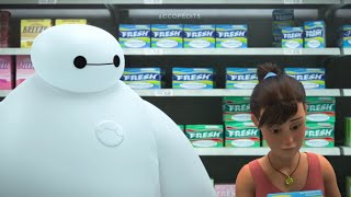 People helping Baymax chose pads/tampons in the new Baymax! Series is the cutest