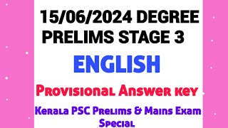 Degree Prelims 3rd Stage ENGLISH Answer Key | Degree Mains | LDC  | LSGI Secretary #psc #ldc #kpsc