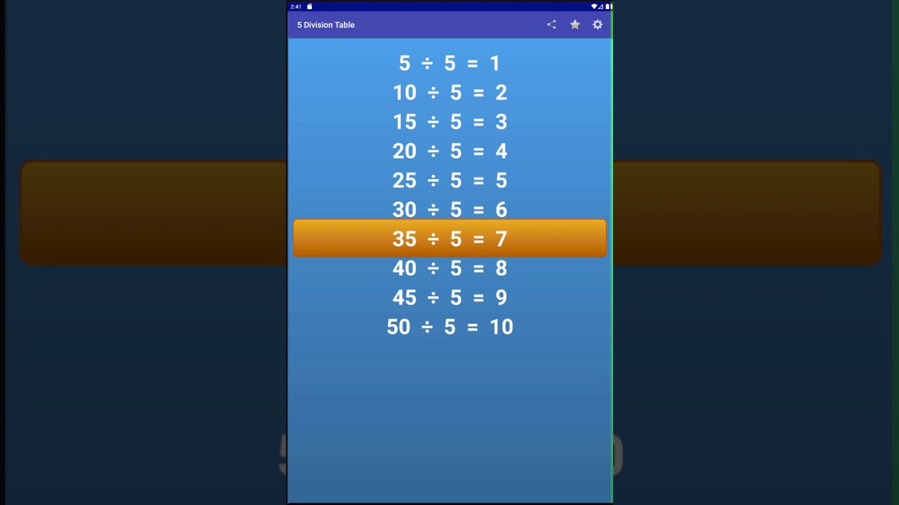 Division By 5 Table Youtube