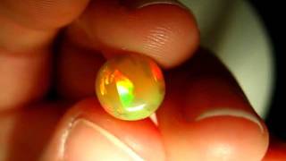 Ethiopian Welo Polished Yellow Crystal harlequin Opal, Red Green Fire PO035